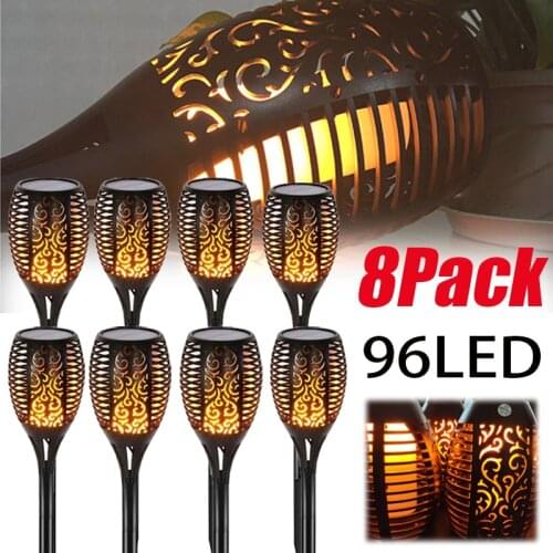 New 96LED Lawn Solar Flame Outdoor Light Torch Safety IP65 Waterproof Flickering Garden Courtyard Decor Automatic Landscape Lamp