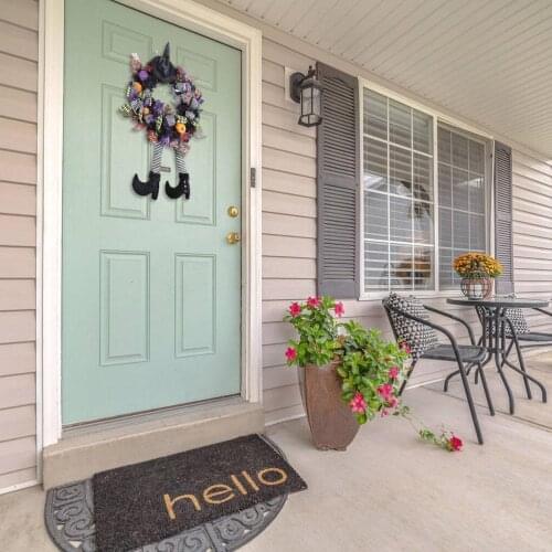 Halloween Wreath Door Hanging Decoration Halloween Witch Hat Leg Pumpkin Wreath Door Wreath Happy Halloween Party Gift