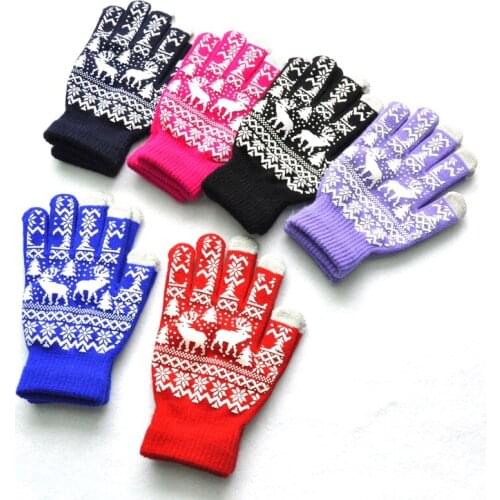 Wecute Youth Gloves 12Y Autumn and Winter Warm Thicken Gloves Christmas Style Elk Christmas Tree Non-slip Soft Cotton Best Gift