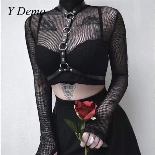 Punk Women Rock Circles Straps Belt Woman Accessories Halter Collar Rock Belt