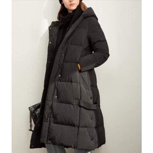 Hooded Long Down Coat Women Winter Duck Down Jacket Any Size
