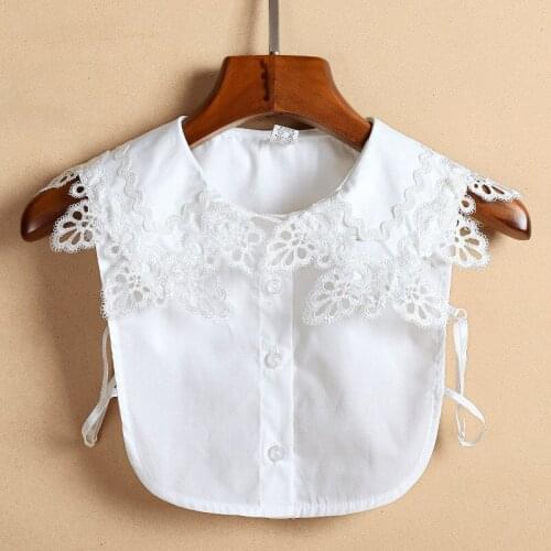 Women Fake Collar Solid Color White Embroidered Shirt False Collar Female Detachable Collar Sweater Dress Shirt Collar