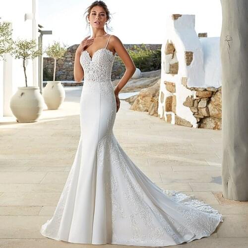 Sexy Mermaid Wedding Dresses Vestidos de Novia New Spaghetti Straps Lace Bohemian Bridal Gown Customized