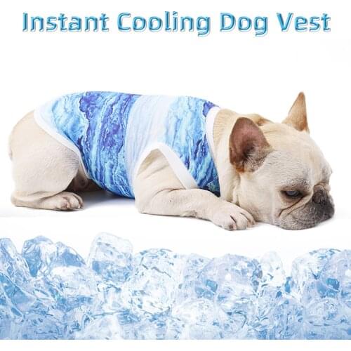 Dog Cat Instant Cooling Vest Summer Pet Marble Print Round Neck Elastic Trim Sleeveless Clothes