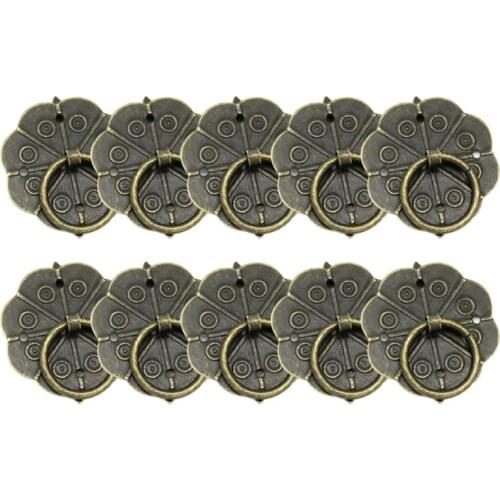 10Pcs Bronze Vintage Drawer Handle Classical Quincunx Cabinet Desk Door Pull Box Knobs Furniture Hardware With Screws