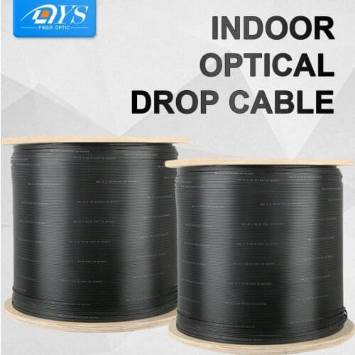1000m/roll 1 Core 2 Steel Wire indoor G.657A FTTH fiber optic Drop Cable Single Mode PVC/LSZH Optical Cable Cord