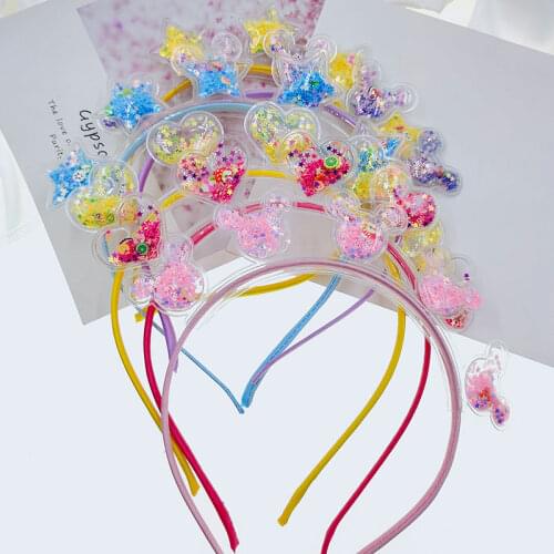 2pcs Girls Hairbands Children Sequins Headbands Kids New Heart Star Mouse Shaped Hair Bands Hair Accessories