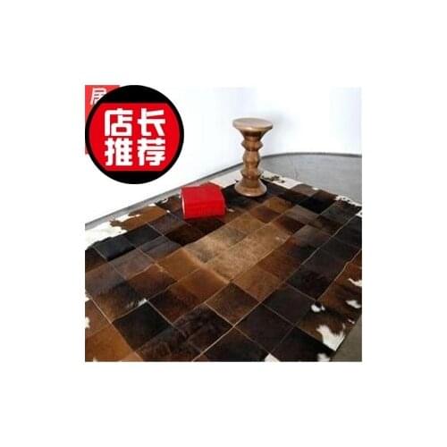 2018 free shipping Cow leather patchwork carpet bedroom carpet