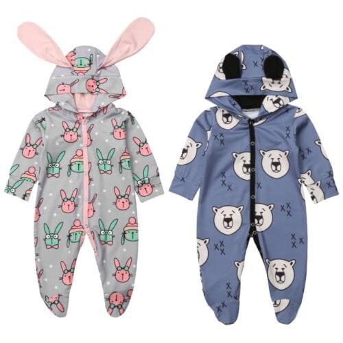 2018 Cute Newborn Baby Boy Girl 3D Cartoon Animal Long Sleeve Romper Jumpsuit Outfits Clothes Size 0-18M