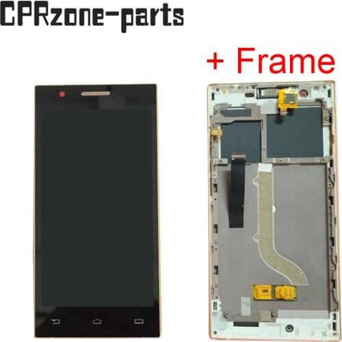 5.0" Black / White + Frame For Philips Xenium X586 LCD Display With Touch Screen Digitizer Sensor Panel Assembly