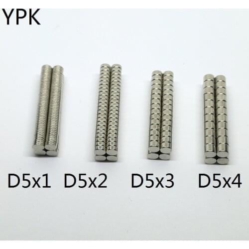 500PCS/LOT NdFeB Magnet 5*1 5*2 5*3 5*4 N35 Disc MAGNET 5x1 5x2 5x3 5x4 Round Speaker Neodymium magnets