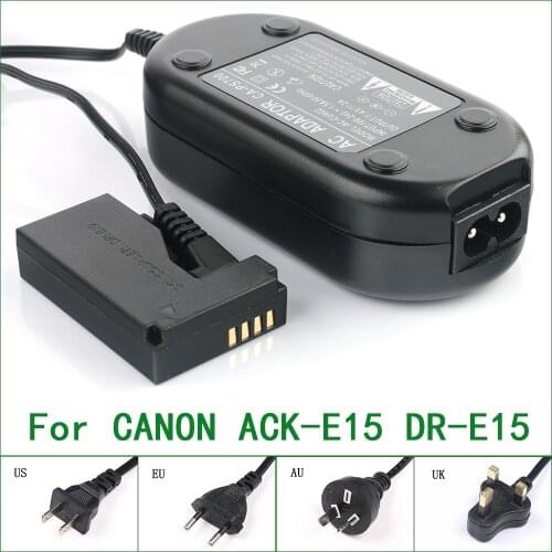 ACK-E15 DR-E15 DC Coupler LP-E12 Dummy Battery AC Power Adapter Charger For Canon EOS 100D Rebel SL1 Kiss X7 PowerShot SX70 HS