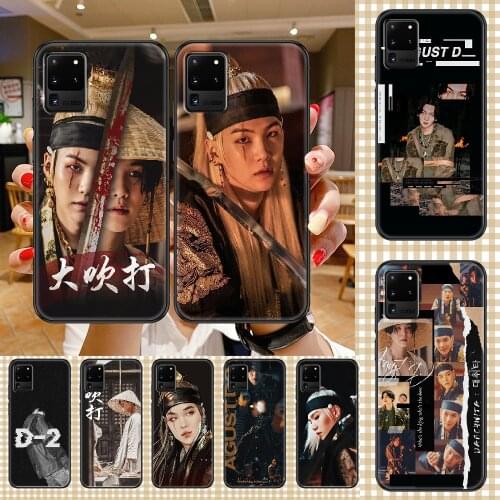 Agust D suga king Phone case For Samsung Galaxy Note 4 8 9 10 20 S8 S9 S10 S10E S20 Plus UITRA Ultra black painting Etui art