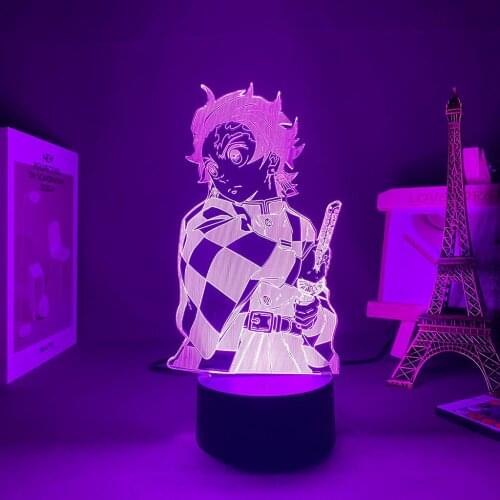 Anime Demon Slayer Agatsuma Zenitsu Figure Night light remote control color changing acrylic 3D lamp decoration lamp