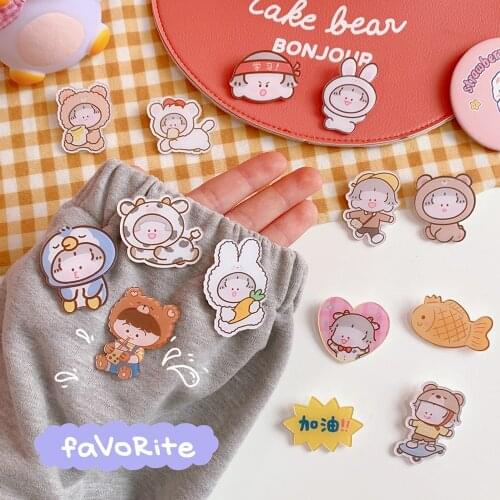 Cartoon Bunny Girl Acrylic Brooches Kawaii Animal Badge Icons on The Backpack Badges for Girl Kids Clothes Pin Brooches Gift