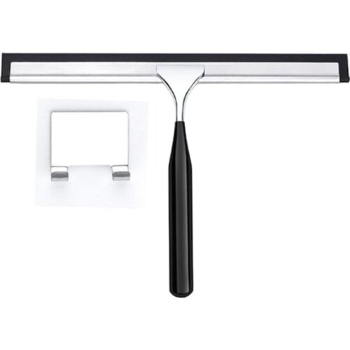 Short Handle Glass Window Squeegee Stainless Steel Home Mirrors Cleaner for Bathroom Showers Glass Doors Adhesive Holder 85DA