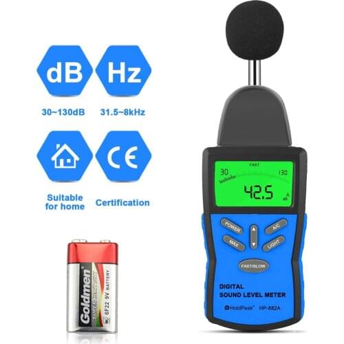Digital Sound Level Meter HoldPeak HP-882A LCD Noise Measuring Instrument Portable Noise Tester Decibel