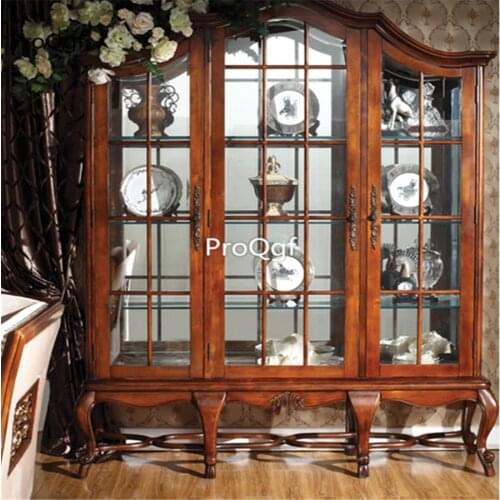 Prodgf 1Pcs A Set Wooden glass antique dinner sideboard cabinet