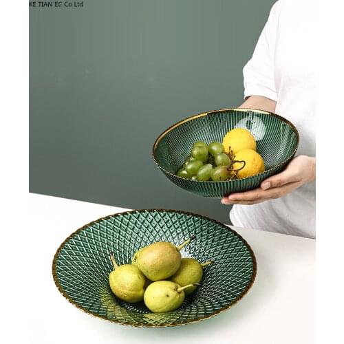European Vertical Glass Fruit Plate Luxury Phnom Penh Storage Tray Creative Snacks Candy Jewelry Sundries Storage Home Ornaments