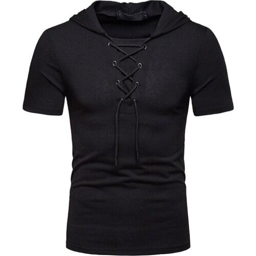 Summer Wear Mens Short Sleeve T-Shirt Zipper Loose Long High Street On Both Sides With Cap