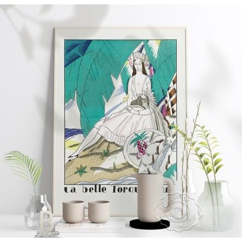 La Belle Torquatienne Art Poster, Sexy Woman White Dress Sandbeach Art Prints, Nordic Style Home Wall Art Girl Room Decor Gift