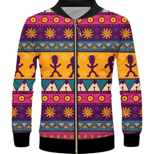 IFPD EU Size Mens Jacket Casual 3D Print Cartoons Totem Pattern Long Sleeves Coats Man Plus Size Tracksuits Jacket With Zipper