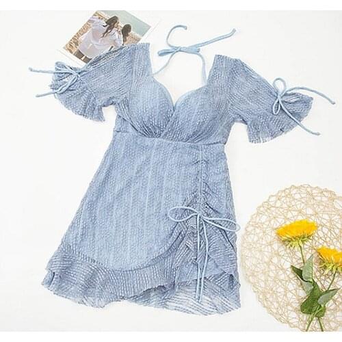 STAERK swimsuit womens big fat mm Korean ins fairy fan hot spring conservative skirt one-piece slim cover up swimsuit