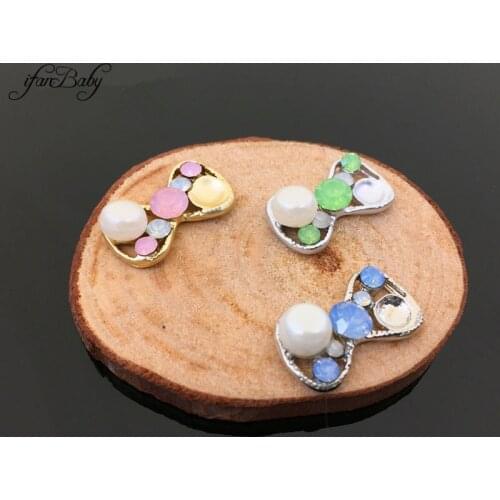 Alloy Buttons For DIY Accessories flat back pearl Rhinestone buttons
