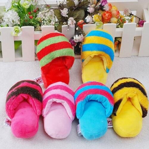 Hot Sell Short Plush Pet Striped Slippers Pet Toys BB Machine Plush Voice Toys Pet Plush Toys Pet Products Supplies