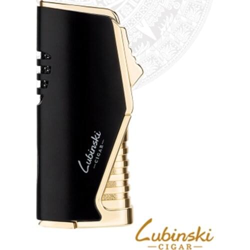 LUBINSKI Metal Triple Torch Jet Flame Cigar Cigarette Tobacco Lighter Portable Refillable Smoking Tool Windproof For Cohiba