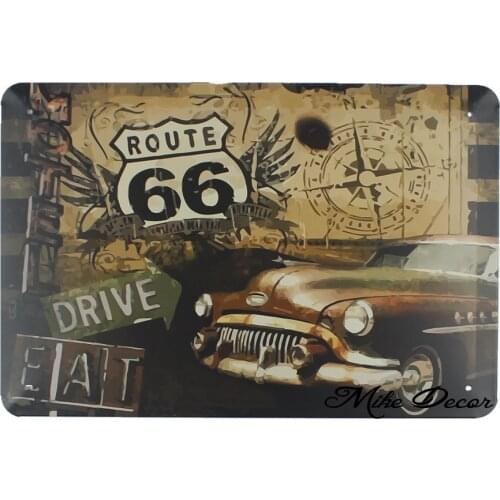 [ Mike86 ] Full Service Route 66 Metal Poster Room Art Painting Antique Bar Club Home Hall Decor 20X30 CM AA-1058