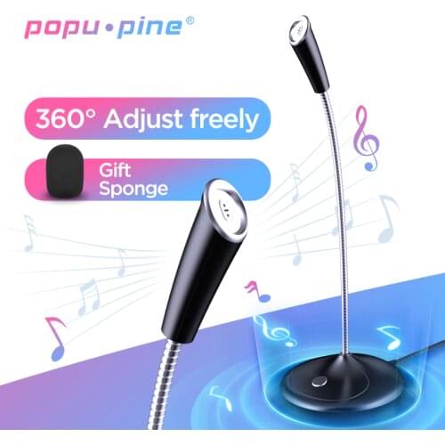 Popu Pine Computer Microphone 360° Adjust Freely Studio Speech Microphone Gaming Chatting USB Microphone Desktop PC Laptop