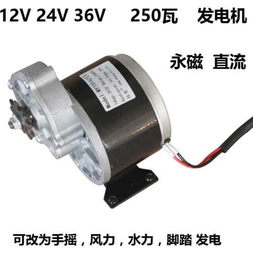 High-power low-speed permanent magnet DC generator 12V24V36V250 watts wind hand crank hydraulic foot battery