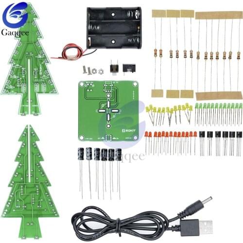 3D Flash LED Christmas Tree DIY Kit 3 Colors Red/Green/Yellow Circuit Kit Electronic Suite Holiday Decor Circuit Board Kit