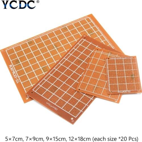 20/40/80Pcs Single-sided Copper DIY Prototype Paper PCB Board Set 5x7cm 7x9cm 9x15cm 12x18cm Diy Electronic For Module Board