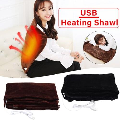 Heated Shawl Electric Heating Blanket Body Warmer USB Powered Seat Cushion Winter Plush Heating Warm Shawl Heater Carpet Pad