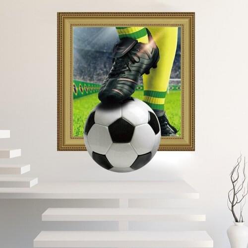 Soccer player Football Photo frame wall sticker PVC Material 3D Art wall poster for Living room boy room wall decoration murals
