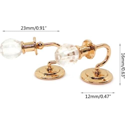 M17D Dollhouse Wall Sconces Lamp Simulation Minitype Furnitures for DIY Living Room Mini Toys Wall Lamp Models Gold Argent