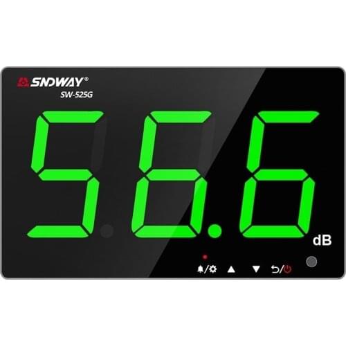 SNDWAY SW-525G Wall-mounted Sound Level Meter 30-130 db Noise Meter Green Light Digital Measuring Decibel Monitoring Noise