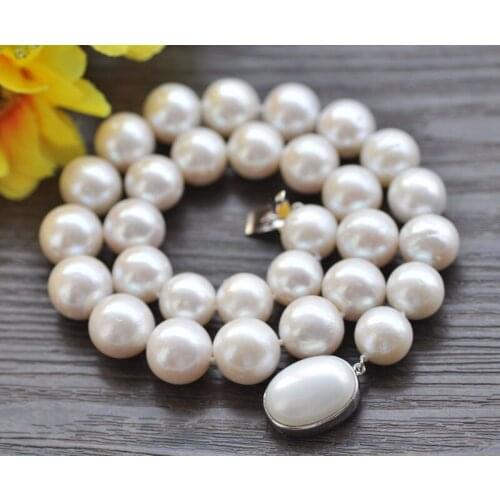 P7043 A++ Big 18" 15mm White Round Edison Keshi Pearl Choker Necklace