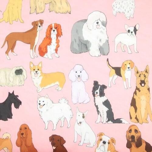 Cartoon Dog Pirnted 100% Cotton Fabric for Kids Clothes Bedding Set Hometextile Cushion Cover Backpack DIY