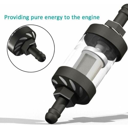 8mm 5/16\" Universal Washable Fuel Filter Motorcycle Inline Petrol Diesel Filter Chrome And Glass Filter