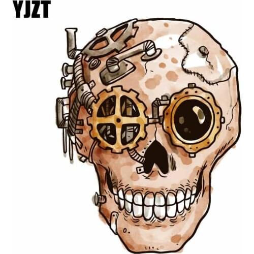 YJZT 10.6CM*13.4CM Car Styling Steampunk Skull Helmet Car Sticker Window Body Decal 6-2403