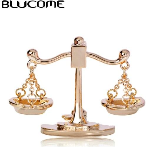 Blucome Trendy Balance Brooch Gold Color Jewelry For Womens Children Clothing Backpack Scarf Suit Pins Constellation Badge Gift