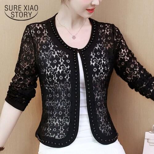 Women Jacket Long Sleeve Black Hollow Lace Jacket Women 2021 Fashion Womens Jacket Women Coats Jackets Casual Clothing 16821
