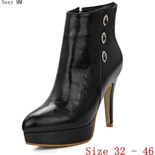 Spring Autumn High Heels Women Ankle Boots Platform Woman Short Boots High Heel Shoes Small Plus Size 32 33 - 46