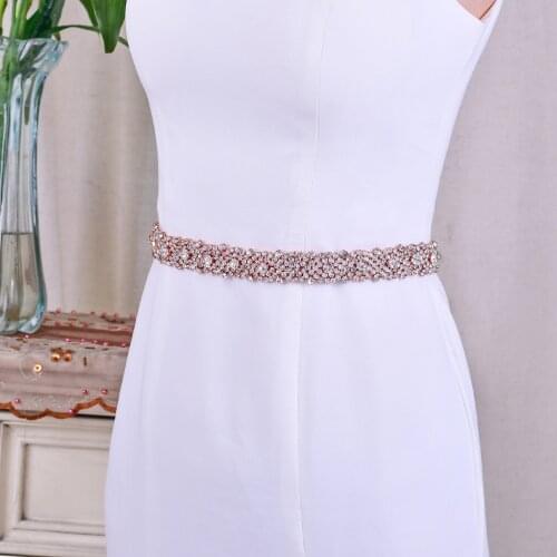 TRiXY S28B-RG Fancy Belt for Women Rose Gold Belt Wedding Dress Belt Womens Belt Rhinestone Bridal Belt Beaded Appliqu Belt