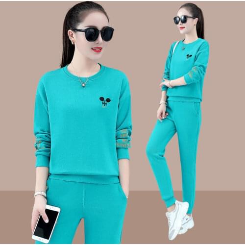 Candy Color Tracksuit Women Outfit Spring Casual Embroidered Long Sleeve Pullover Tops + Pants Two Piece Sets Jogging Sweat Suit
