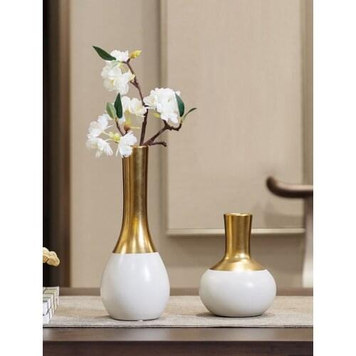 Golden Ceramic Vases Crack Texture Vase Flower Insert Office Study Desktop Floral Flowers European Vintage Home Decoration