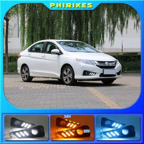 1set For Honda City 2015 2016 DRL Daytime Running Light DRL with Turn signal fog lamp Relay Daylight car styling